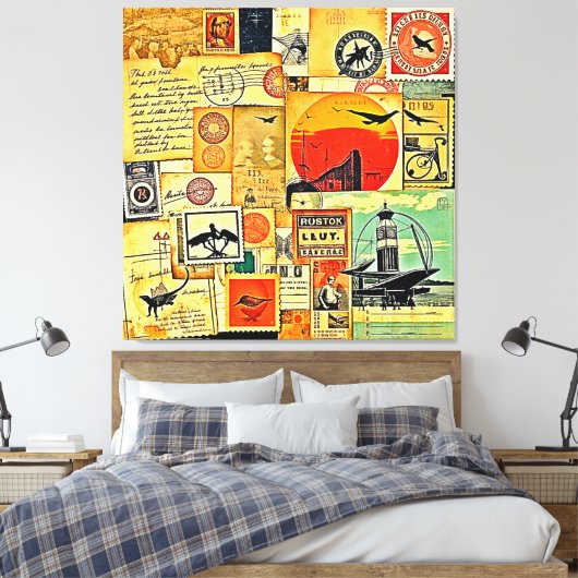 Toile Carte postale Vintage voyage (Insitu(Chambre))