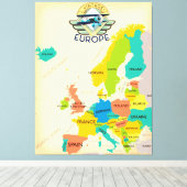 Toile Carte Rétro de l'Europe. (Insitu (Plancher de Bois))