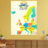 Toile Carte Rétro de l'Europe. (Insitu(Salon))