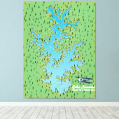 Toile Carte rétro du lac Norman Caroline du Sud (Insitu (Plancher de Bois))