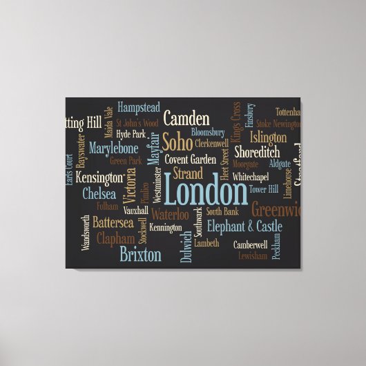 Toile Carte texte de Londres (Recto)