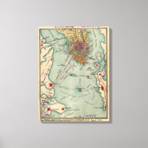 Toile Carte vintage Charleston SC de la guerre civile (1