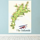 Toile Carte Vintage Cotswolds (Insitu (Plancher de Bois))