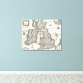 Toile Carte vintage d'Angleterre et d'Irlande (1631) (Insitu (Plancher de Bois))
