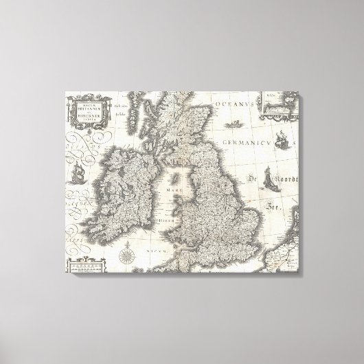 Toile Carte vintage d'Angleterre et d'Irlande (1631) (Recto)