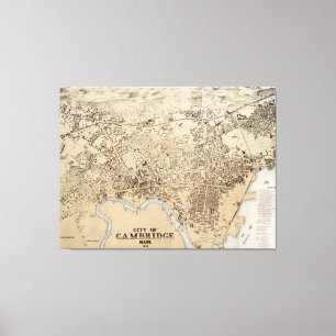 Toile Carte vintage de Cambridge Massachusetts (1877)