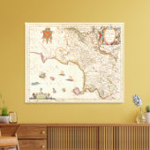 Toile Carte vintage de Campanie Italie (1662) (Insitu(Salon))