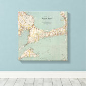 Toile Carte vintage de Cape Cod, Massachusetts (Insitu (Plancher de Bois))