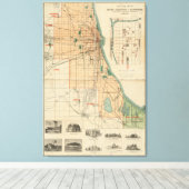 Toile Carte vintage de Chicago Illinois (1889) (Insitu (Plancher de Bois))