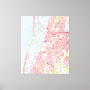 Toile Carte vintage de Clearwater Florida (1974)