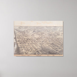 Toile Carte vintage de Dallas Texas (1872)