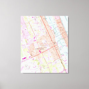 Toile Carte vintage de Daytona Beach Floride (1952)