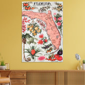Toile Carte vintage de Floride (1917) (Insitu(Salon))