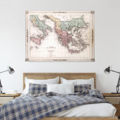 Toile Carte vintage de Grèce et d'Italie (1852) (Insitu(Chambre))