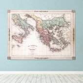 Toile Carte vintage de Grèce et d'Italie (1852) (Insitu (Plancher de Bois))