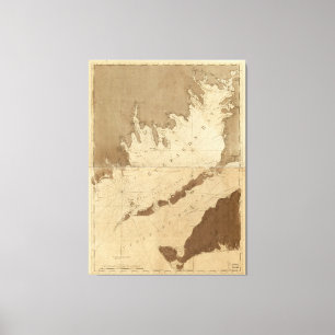Toile Carte vintage de la baie de buses (1776)