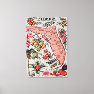 Toile Carte vintage de la Floride (1917)