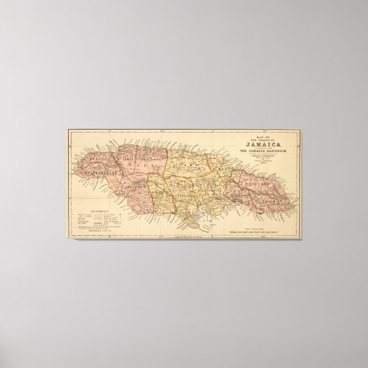 Toile Carte vintage de la Jamaïque (1893) (Recto)
