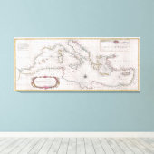 Toile Carte vintage de la mer Méditerranée (1745) (Insitu (Plancher de Bois))