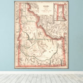 Toile Carte vintage de l'Idaho (1883) (Insitu (Plancher de Bois))