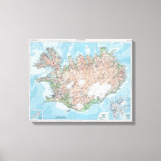 Toile Carte vintage de l'Islande (Recto)