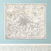 Toile Carte vintage de Londres Angleterre (1855) (Insitu (Plancher de Bois))