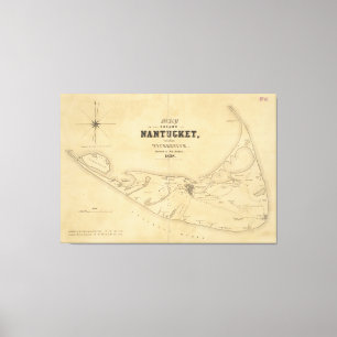 Toile Carte vintage de Nantucket (1838)