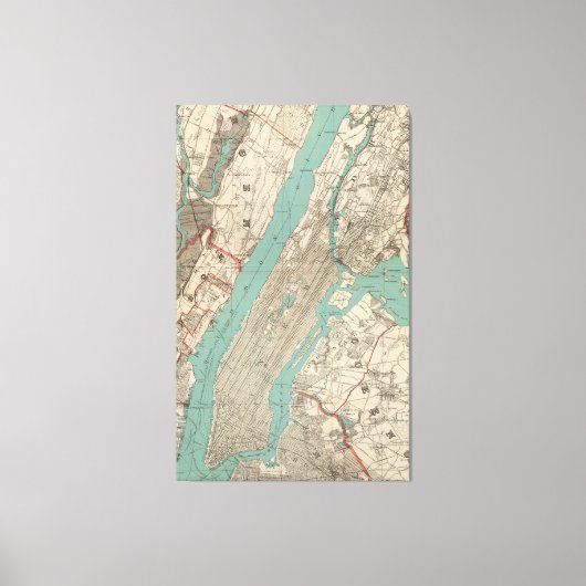 Toile Carte vintage de New York (1890) (Recto)