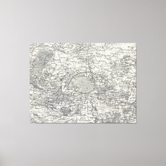 Toile Carte vintage de Paris France Vicinity (1841) (Recto)