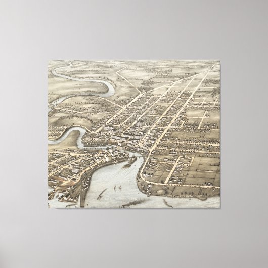 Toile Carte vintage de Plattsburgh NY (1877) (Recto)