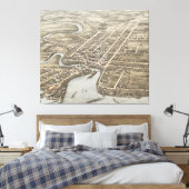 Toile Carte vintage de Plattsburgh NY (1877) (Insitu(Chambre))