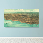 Toile Carte vintage de Plymouth MA (1910) (Insitu (Plancher de Bois))