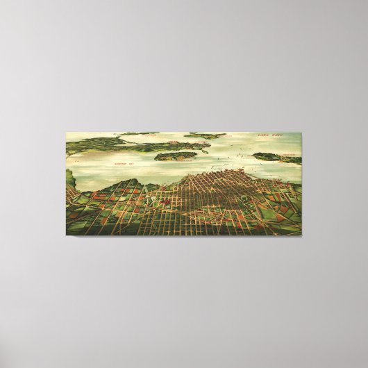 Toile Carte vintage de Sandusky Ohio (1898) (Recto)