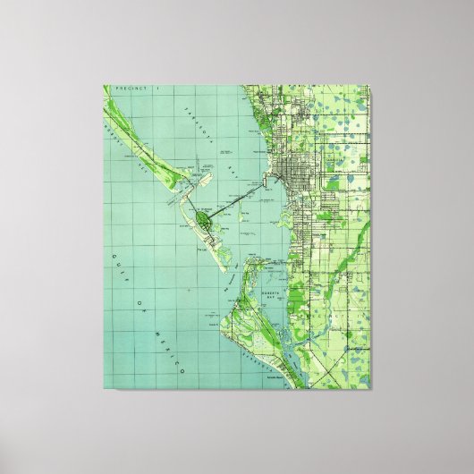 Toile Carte vintage de Sarasota Florida (1944) (Recto)