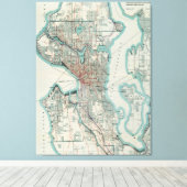 Toile Carte vintage de Seattle Washington (1911) (Insitu (Plancher de Bois))