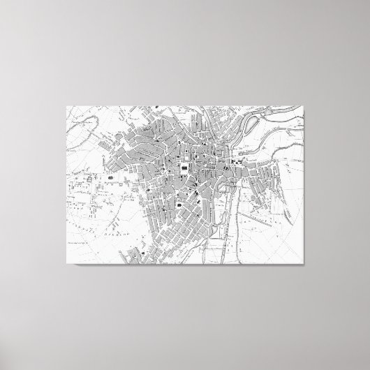 Toile Carte vintage de Sheffield Angleterre (1823) (Recto)