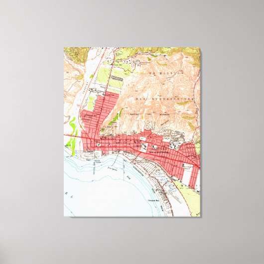 Toile Carte vintage de Ventura California (1951) (Recto)