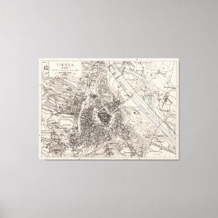 Toile Carte vintage de Vienne Autriche (1906)