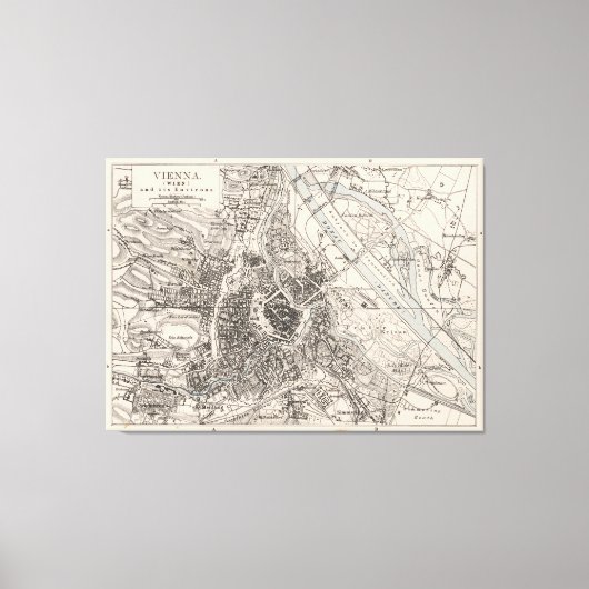 Toile Carte vintage de Vienne Autriche (1906) (Recto)