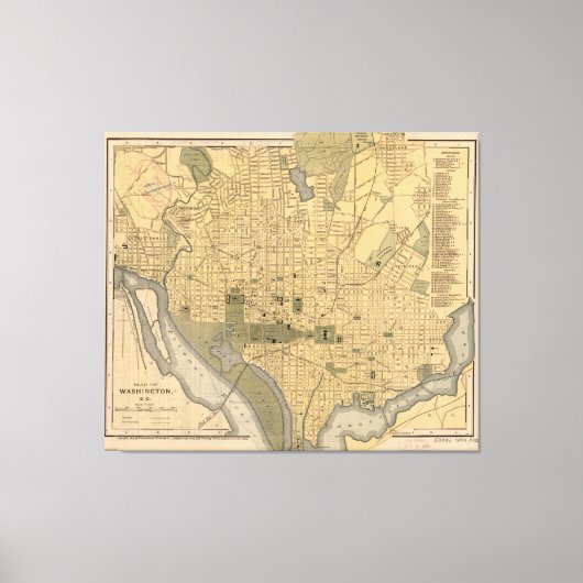 Toile Carte vintage de Washington (1893) (Recto)