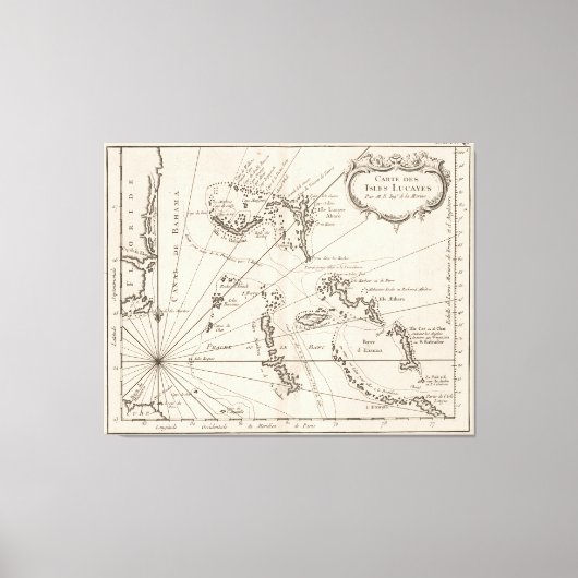 Toile Carte vintage des Bahamas (1764) (Recto)
