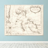 Toile Carte vintage des Bahamas (1764) (Insitu (Plancher de Bois))