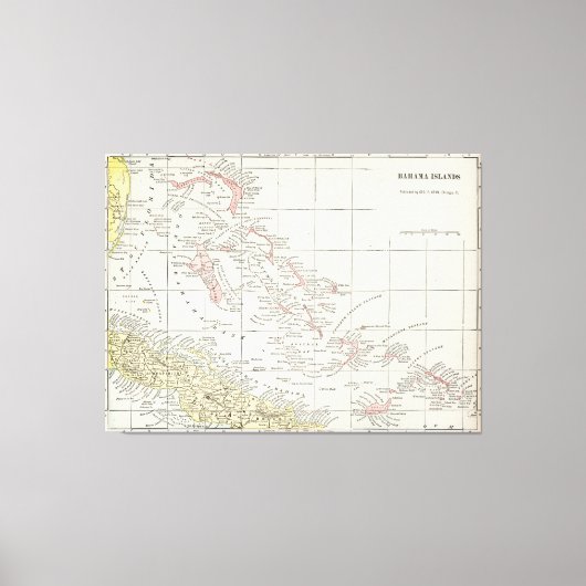 Toile Carte vintage des Bahamas (1901) (Recto)