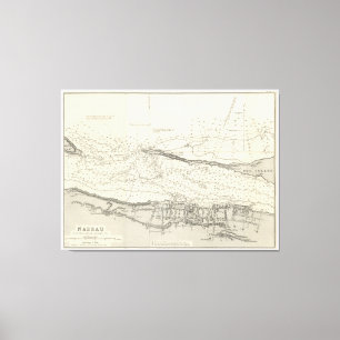 Toile Carte vintage des Bahamas de Nassau (1884)