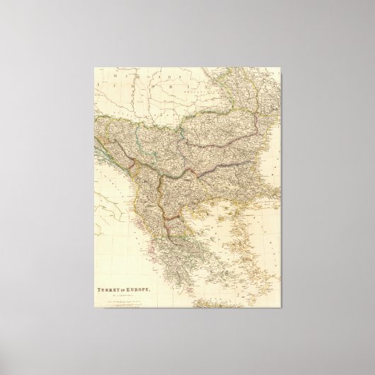 Toile Carte vintage des Balkans (1832) (Recto)