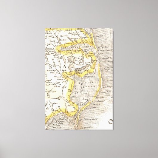 Toile Carte vintage des banques extérieures (1818) (Recto)