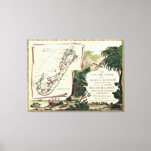 Toile Carte vintage des Bermudes (1778)