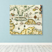 Toile Carte vintage des Caraïbes (1594) (Insitu (Plancher de Bois))