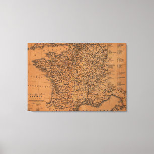 Toile Carte vintage des chemins de fer en France (1914)