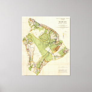 Toile Carte vintage d'Hawaï Island (1906)